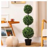 LUWENER 3FT Artificial Boxwood Topiary Tree in Pot,2 Pack Faux Topiary Trees for Front Door Porch Home Living Room Garden,Fake Outdoor Plant Boxwood Ball for IndoorandOutdoor