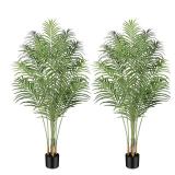 Keeplush Artificial Palm Tree 5.5ft Tall Fake Palm Tree Indoor Decor with 15 Trunks and Real Bark Design Faux Tropical Areca Palm Silk Floor Plant