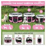 Siedihit Pink Dog Cat Playpen, Puppy Pet Playpen Indoor for Small Dog Crate Tent Cage Outdoor, Portable Pop Up Dogs Enclosure Kennel with Carrying Case for DogsCatsRabbits