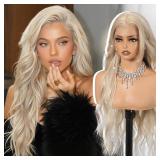 KOME Blonde Synthetic Lace Front Wig,13×6 Curly Glueless Wigs for Women Daily Use 26IN