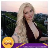 KOME Blonde Synthetic Lace Front Wig,13×6 Curly Glueless Wigs for Women Daily Use 26IN