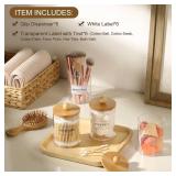 6-Pack Bamboo Qtip Holders - Bathroom Storage for Cotton Balls, Swabs, Pads, Floss