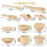 Montessori Sensory Bin Tools: 1 Wooden Box + 11 Sensory Tools for Toddlers and Preschool Children - Fine Motor Learning Pretend Play