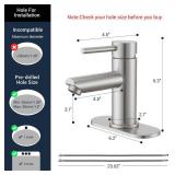 Brushed Nickel Bathroom Sink Faucets Single Hole Single Handle Stainless Steel Bathroom Faucet RV Faucet Deck Mount 1 Hole or 3 Holes with Pop-up Drains with Overflow