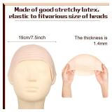 Syhood 2 Pieces Halloween Bald Cap Makeup Latex Bald Head Wig Caps Cosplay Costume for Adults(Beige,Medium)