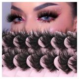 Mink Lashes 8D Volume Dramatic False Eyelashes Soft 20 mm 10 Pairs Pack Wispy FANXITON Faux Mink Eye Lashes