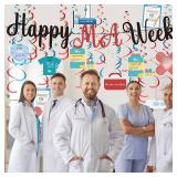 Hahafelt 2 Pcs Happy MA Week Banner Physician Medical Assistant Party Decoration We Appreciate All You Do Appreciation Week Hanging Swirl for Medical Doctor Nurse Hospital Theme Decoration