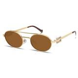 Retro Oval 90s Metal Sunglasses for Women, 2025 Trendy Chic Narrow Gold Sun Glasses Fashion Sunnies