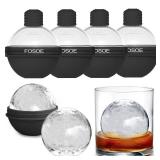 Silicone Ice Ball Molds for Whiskey - Set of 4 Round Makers with Lids for Cocktails, Bourbon, and Drinks