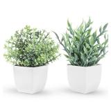 Der Rose 2 Pack Small Fake Plants Artificial Greenery Eucalyptus Plants in Pots for Bedroom Living Room Decor