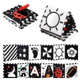 URMYWO Black and White Baby Toys, Tummy Time High Contrast Newborn Toys 0-3 Months, Soft Baby Book, Visual Stimulation Montessori Sensory Infant Toys 0-6-12 Months, Shower Gift for Boys Girls