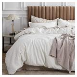 Bedsure Cotton Duvet Cover King - 100 percent Cotton Waffle Weave Coconut White Duvet Cover King Size, GentleSoft and Breathable Bedding Set for All Season, 3 Pieces, 104in x 90in