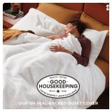 Bedsure Cotton Duvet Cover King - 100 percent Cotton Waffle Weave Coconut White Duvet Cover King Size, GentleSoft and Breathable Bedding Set for All Season, 3 Pieces, 104in x 90in