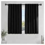 PONY DANCE Black Kitchen Blackout Curtains Over Sink, Short Curtains for Bahtroom Small Window, Thermal Insulated Back TabRod Pocket Home Decor Bedroom Draperies, W 42 x L 45 inches, 2 Panels Set