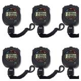 6 Pack Multi-Function Electronic Digital Sport Stopwatch Timer, Large Display with Date Time and Alarm Function,Suitable for Sports Coaches Fitness Coaches and Referees