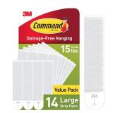 Command Large Picture Hanging Strips, White, Holds up to 16 lbs, 14-Pairs, Easy to Open Packaging