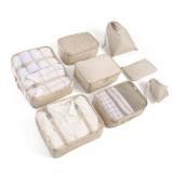 LANSKLBD 8 Set Packing Cubes for Suitcases Travel Luggage Packing Organizers,Travel Accessories Essentials Luggage Organizer with ShoeTioletryLaundry Bag