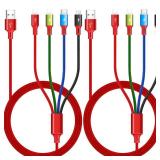 Multi Charging Cable 3.5A, [2Pack 6Ft] 4 in 1 Multiple Charging Cord Braided Multi USB Cable Adapter with LightningType CMicro Ports for Cell PhonesiPhone SeriesSamsung GalaxyPSTablets and More