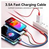 Multi Charging Cable 3.5A, [2Pack 6Ft] 4 in 1 Multiple Charging Cord Braided Multi USB Cable Adapter with LightningType CMicro Ports for Cell PhonesiPhone SeriesSamsung GalaxyPSTablets and More