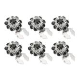PATIKIL 6 Pcs Rhinestone Button Covers, 17.5mm 1116in Decorative Buttons Clips Detachable Sewing Kit Replacement for Women Men DIY Crafts Holiday Decor Dress Accessories, Silver Black