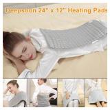 Deepsoon Heating Pad,Electric Heating Pads for Back,Neck,Abdomen,Moist Heating Pad for Shoulder,Knee,Arms,Legs,DryMoist Heat and Auto Shut Off,Christmas Gifts for Men and Women,Light Gray,24x12 Inch