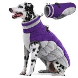 AOFITEE Dog Coat, Warm Dog Winter Coat for Large Dogs, Reflective Turtleneck Dogs Jacket with Harness Built in, Waterproof Windproof Pet Puffer Jacket Fleece Vest for Cold Weather, Purple XXXL