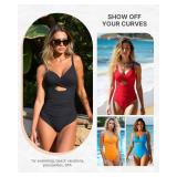 SHAPELLX Swimsuits Women Black Tummy Control Bathing Suit Shapewear Swimsuits Women Slimming Swimwear (Black,X-Large)