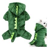 Idepet Dinosaur Dog Costume Clothes for Small Dogs Pet Halloween Costume Puppy Clothing Cats Outfits Funny Apperal(Green,XS)