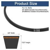 uxcell 3L260 Classic Wrapped Rubber V-Belt, 26in (660mm) Outside Circumference, 3L Profile V Belt 38in Width 7*32in Height