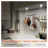 BIGMONAT LED Puck Light, Stick on Lights, Closet Lights Battery Operated, Tap Lights, 60 Lumens Touch Light, Under Cabinet Lighting, Ideal for Kitchen Cabinets, Closets, Garage and More, 3-Pack, White