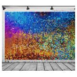 BELECO 10x8ft Fabric Abstract Glitter Disco Ball Backdrop Colorful Glitter Background Disco Theme Party Decorations Retro 70s Disco Dance Party Supplies Birthday Wedding Photoshoot Studio Props