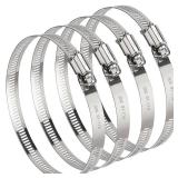 4 Inch (Diameter) Hose Clamp, 304 Stainless Steel Quick-Screw Dryer Vent Clamp, Adjustable 3.5? to 4.3? Worm Gear Hose Clamps for Air Ducting, Dust Collection, Automotive, 4 Pack