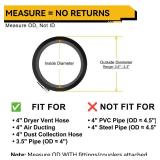 4 Inch (Diameter) Hose Clamp, 304 Stainless Steel Quick-Screw Dryer Vent Clamp, Adjustable 3.5? to 4.3? Worm Gear Hose Clamps for Air Ducting, Dust Collection, Automotive, 4 Pack