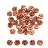 uxcell 80Pcs Wooden Buttons, 9mm (38in) 4 Hole Round Wood Sewing Button Craft for Sewing DIY Craft Clothing, Brown