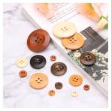 uxcell 80Pcs Wooden Buttons, 9mm (38in) 4 Hole Round Wood Sewing Button Craft for Sewing DIY Craft Clothing, Brown