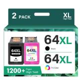 64XL 64 7900e Black and Color Ink Cartridge Combo Pack Remanufactured Replacement for HP Printers 7900e Series Envy Photo 7855 7858 7155 Inspire 7200e 7255e 7955e 6255 Tango Ink Cartridges (2 Pack)