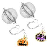Halloween Stainless Steel Mesh Tea Infuser, 2.1 inch Tea Ball with Pumpkin Ornaments Tea Strainer Tea Diffuser Tea Steeper for Filtering Tea,Tea Infusers for Loose Tea (Halloween Pumpkin, 2PC)