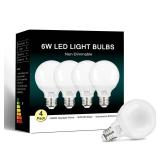 Brtstiun G25 LED Light Bulb, Round Vanity Light Bulbs for Bathroom, 40W LED Equivalent, Daylight White 5000K, Globe Light Bulbs E26 Base, 600LM, Non-Dimmable, 4-Pack