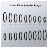 KandF CONCEPT 18 Pieces Filter Ring Adapter Set, Camera Lens Filter Metal Stepping Rings Kit (Includes 9pcs Step Up Ring Set + 9pcs Step Down Ring Set) Black