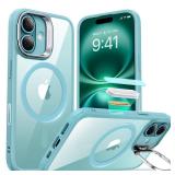 ESR for iPhone 16 Plus Case, Camera Control Button Compatible with MagSafe, Military-Grade Protective Case, Built-in Stash Stand Phone Case, Scratch-Resistant Back Cover, Classic Series, Clear Green