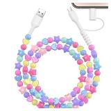 VOFUOE USB C Cable for iPhone 17 Charging Cord [MFi Certified] 2 in 1 Multi Charging Cable Fast Charging Star Beads Charging Cord 3.3FT Girls Women for iPhone 16151413 Pro Max-Colorful