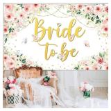 Mocsicka Bridal Shower Backdrop Pink Floral Bride to Be Banner Pink Engagement Bachelorette Party Decorations Photo Booth Props