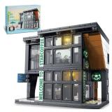 NEWABWN City Coffee House Architecture Building Blocks Set for Adults, Street View Modern Cafe Shop Building Construction Toy with Light, Christmas Birthday Gift for Kids Boys Girls 6-12 (581 PCS)