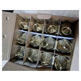 Reperla Mini Lantern Decorative, 12Pcs Small Lanterns with LED Candle, Ramadan Decorations, Hanging Vintage Moroccan Lantern Bulk for Easter Wedding Xmas Party Table Centerpiece, Brushed Brass