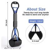 PPOGOO Non-Breakable 2PCS Pooper Scoopers for Large Medium Small Dogs with 24.3inch Long Handle High Strength Material Durable Spring, Easy Grass and Gravel Pick Up Blue and Orange