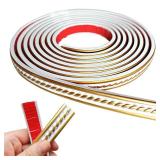 Peel and Stick Molding Trim Self Adhesive Flexible Wall Trim Crown Molding 3D Strip for Tile Wood Wall Panels Picture Mirror Frame Border Edge Corner Ceiling Wallpaper Decor (White Gold, 200in)