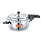 Prestige 5L Alpha Deluxe Induction Base Stainless Steel Deep Pressure Pan, 5.0-Liter, Silver