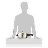 Prestige 5L Alpha Deluxe Induction Base Stainless Steel Deep Pressure Pan, 5.0-Liter, Silver