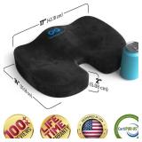 Everlasting Comfort Doctor Recommended Memory Foam Seat Cushion for Office Chairs and Car - Ergonomic Office Desk Accessories - Cushions for Tailbone Pain Relief, Sciatica and Back Support Pillow