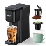Tastyle Mini Hot and Iced Coffee Maker Single Serve, for K Cup and Ground, 6 to 14 Oz Brew Sizes, with Recipe Book, for Home, Travel, RV, Office and Dorm, Classic Black (2.0 Version)